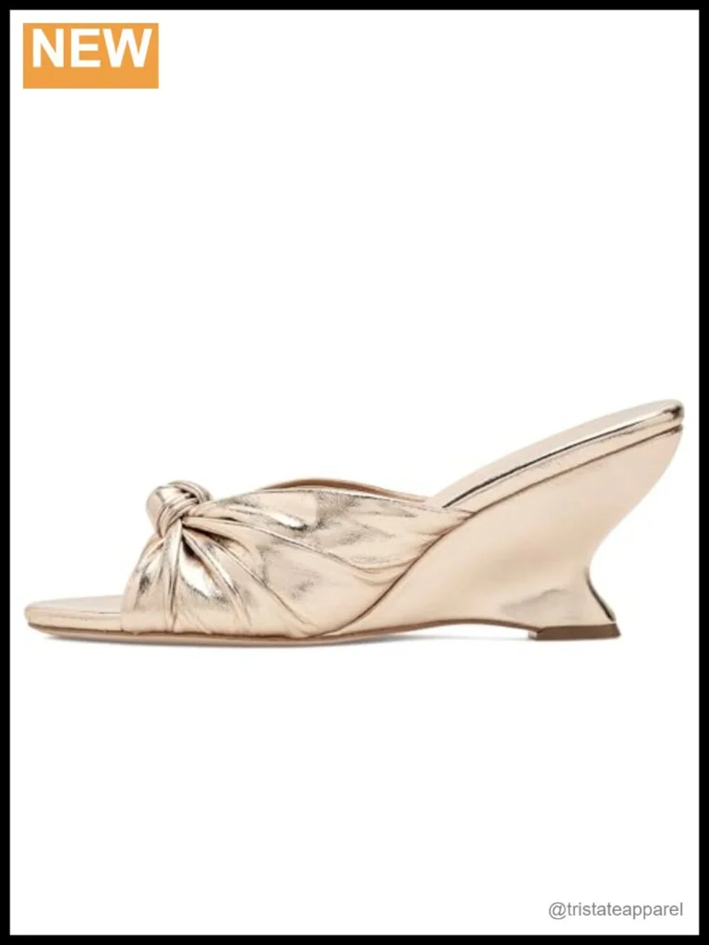 Loeffler Randall Wedge Sandals with Knotted Leather Upper and Slip-On Design